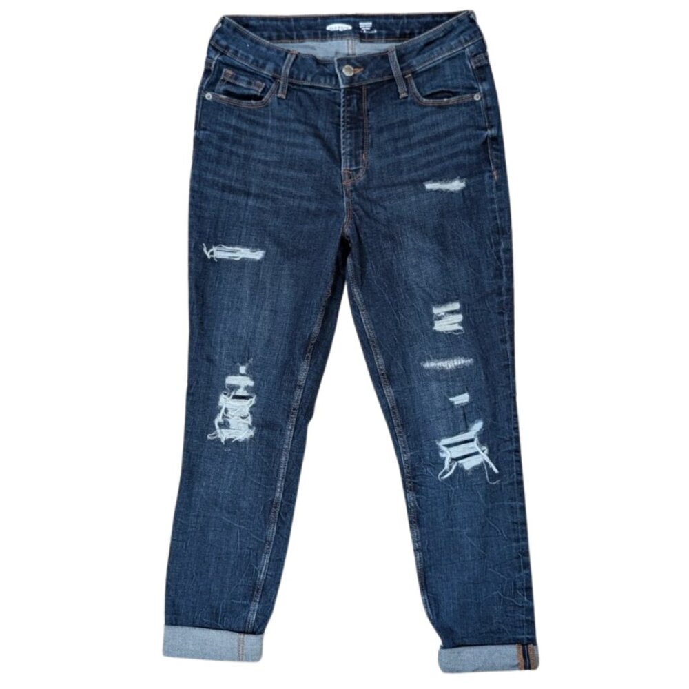 Old Navy Rockstar Super Skinny High Rise Distressed Jeans Size 6 Dark Wash